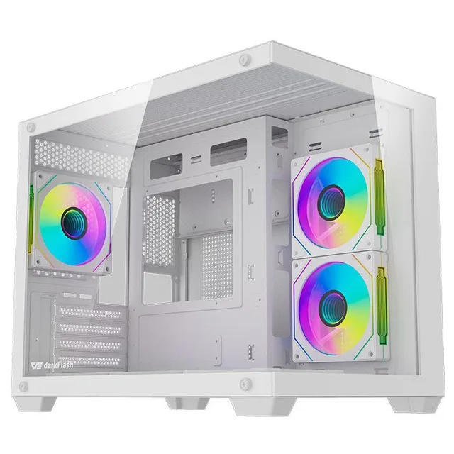 Gabinete Aigo DarkFlash B275 PRO branco, vista frontal e lateral