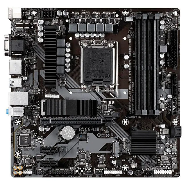 Placa-mãe Gigabyte B760M DS3H DDR4, vista frontal, sem perspectiva
