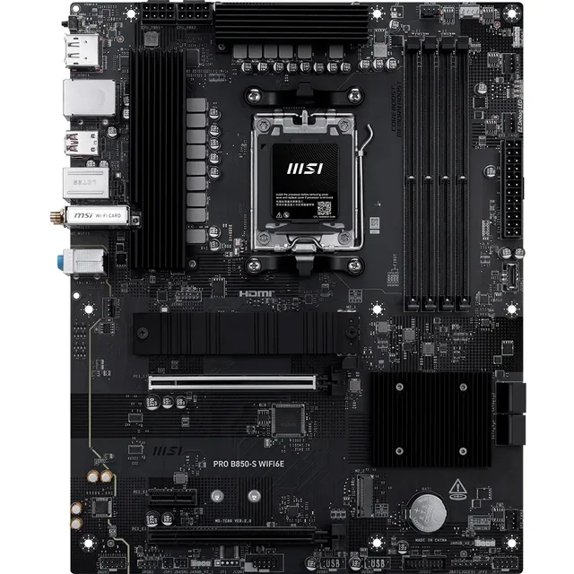 Placa-mãe MSI PRO B850-S WIFI6E, vista frontal, sem perspectiva