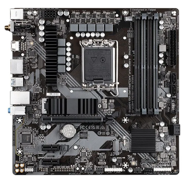 Placa-mãe Gigabyte B760M DS3H AX, vista frontal