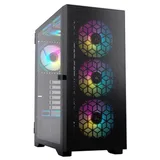 Gabinete Acegeek Shield D440, preto, vista frontal e lateral