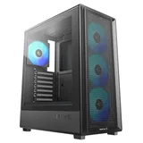 Gabinete DeepCool CC500 preto, vista frontal e lateral
