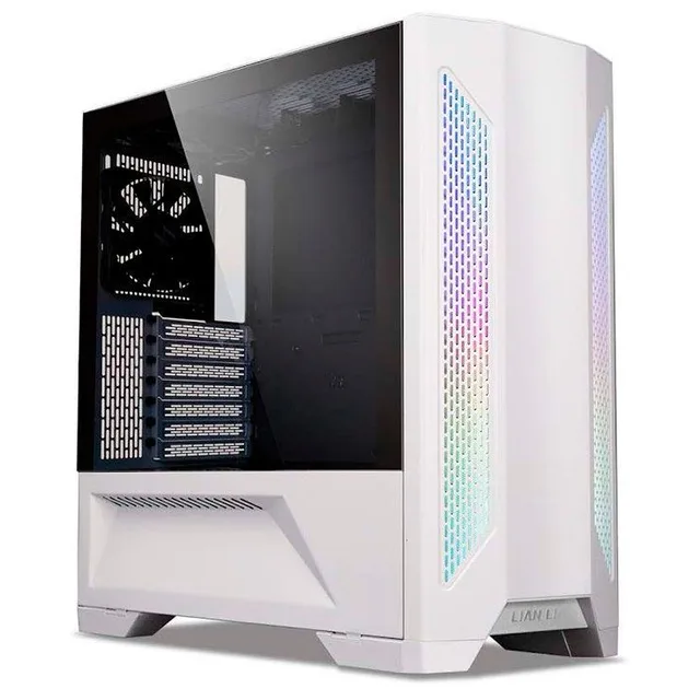 Gabinete Lian Li Lancool 2 Lateral Vidro Temp Branco, branco, vista frontal e lateral
