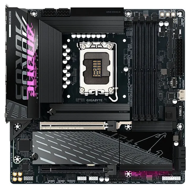 Placa-mãe Gigabyte B860M Aorus Elite, vista frontal