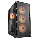 Gabinete Cougar Airface Pure Pro na cor preto, vista frontal e lateral