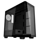 Gabinete Aigo Darkflash DS900G na cor preto, vista frontal e lateral