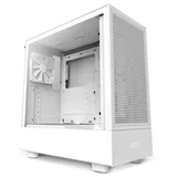 Gabinete NZXT H5 Flow, branco, vista frontal e lateral