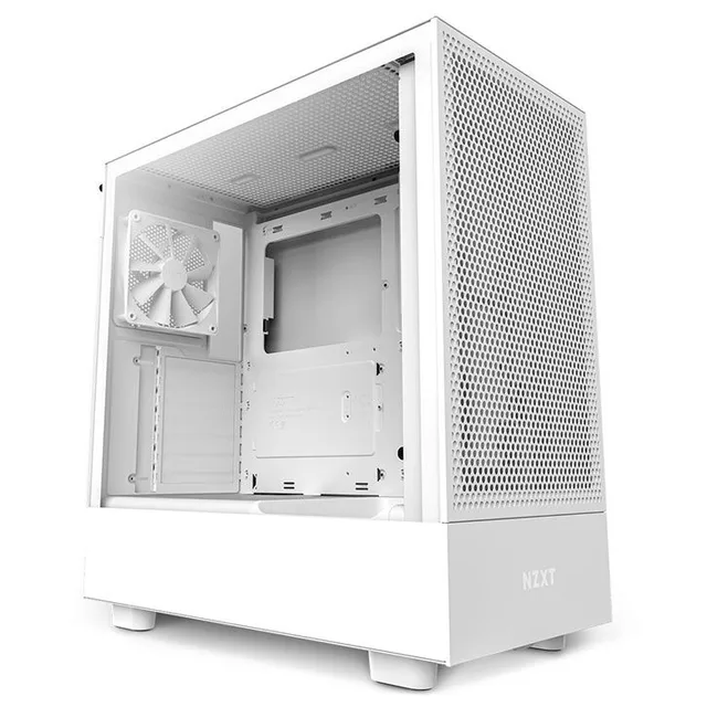 Gabinete NZXT H5 Flow, branco, vista frontal e lateral