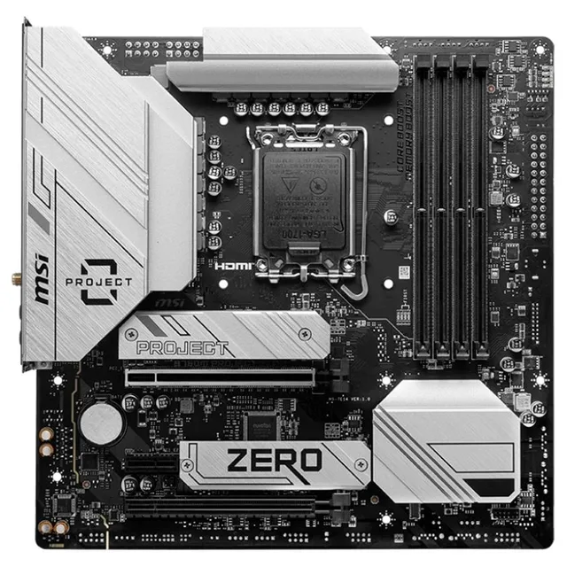 Placa-mãe MSI B760M PROJECT ZERO, vista frontal, sem perspectiva
