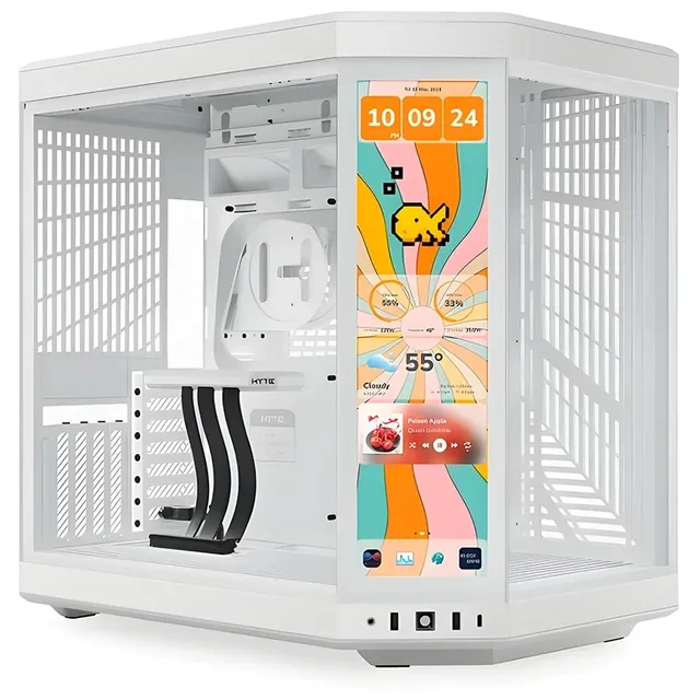 Gabinete HYTE Y70 Touch Infinite, vista frontal e lateral
