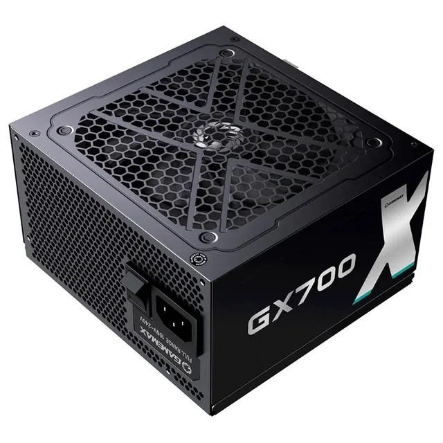 Gamemax GX700 700 W, fonte em perspectiva sem embalagem
