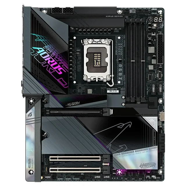 Placa-mãe Gigabyte Z890 AORUS MASTER, vista frontal, sem perspectiva