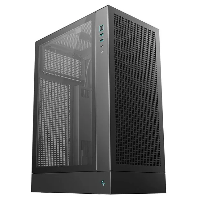 Gabinete DeepCool CH170 Plus preto, vista frontal e lateral