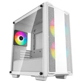 Gabinete DeepCool CC360 WH ARGB branco, vista frontal e lateral