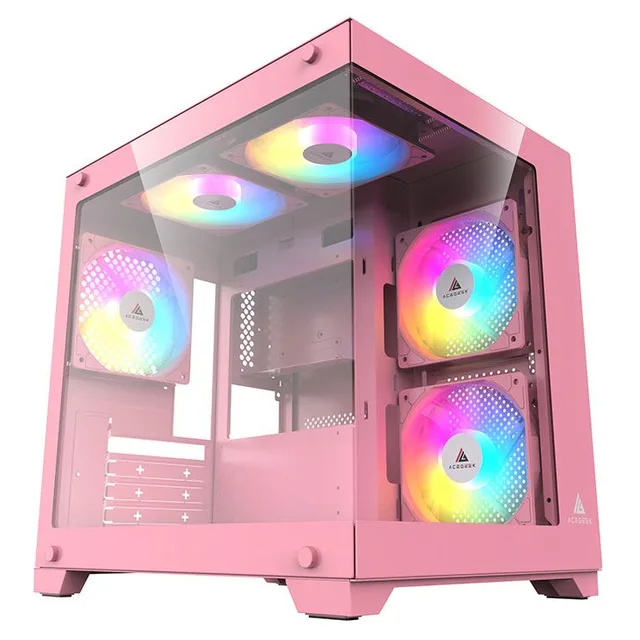 Gabinete Acegeek Vacancy L375 na cor rosa, vista frontal e lateral