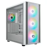 Gabinete Cooler Master Masterbox 600 na cor branco, vista frontal e lateral