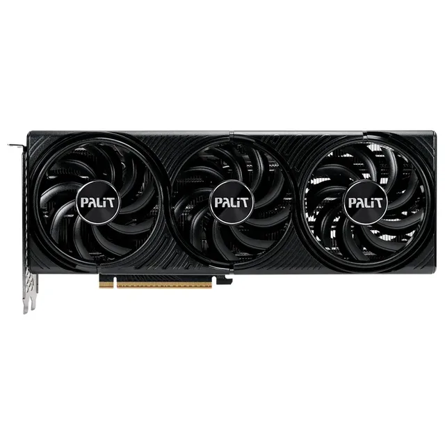 Palit GeForce RTX 5070 Infinity 3, placa sem embalagem com o lado das ventoinhas visível
