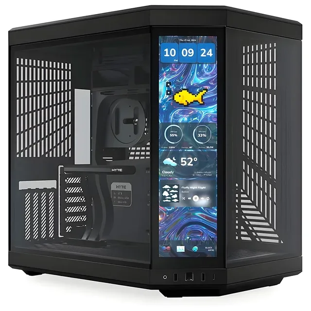 Gabinete HYTE Y70 Touch Infinite, vista frontal e lateral
