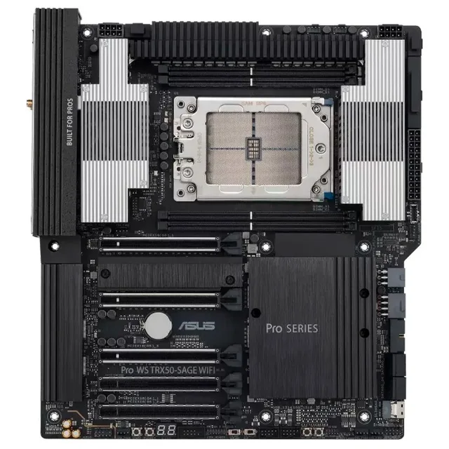 Placa-mãe ASUS Pro WS TRX50-SAGE WIFI, vista frontal, sem perspectiva