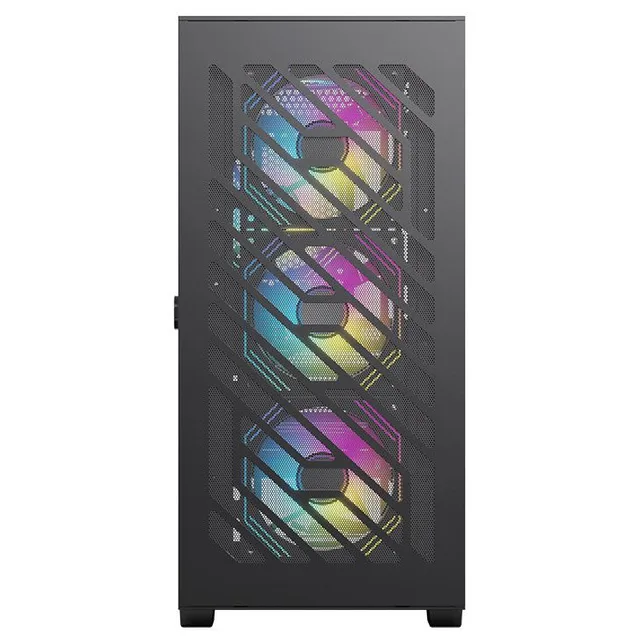Gabinete Acegeek Puzzle Mini, preto, vista frontal e lateral