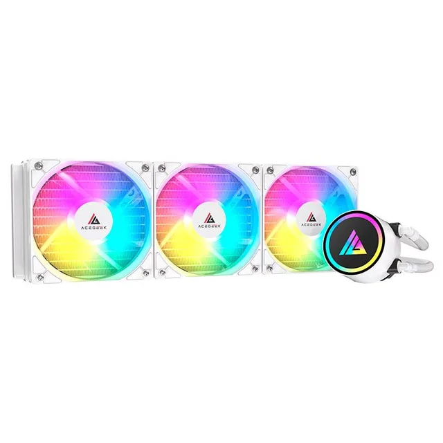 Cooler Acegeek E360, branco, vista em perspectiva.