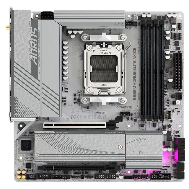 Placa-mãe Gigabyte B650M Aorus Elite AX Ice, vista frontal