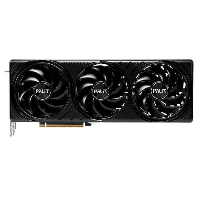 Placa de vídeo Palit GeForce RTX 5080 Infinity 3 16 GB, 16 GB, vista frontal das ventoinhas