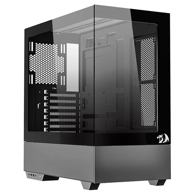 Gabinete Redragon Reflect Pro, preto, vista frontal e lateral