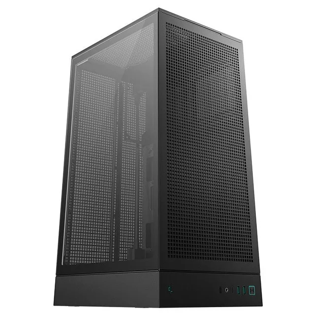 Gabinete DeepCool CH270, preto, vista frontal e lateral