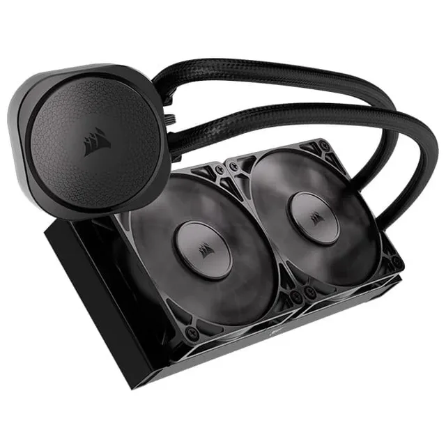 Corsair NAUTILUS 240 RS, radiador, duas ventoinhas e bloco em perspectiva