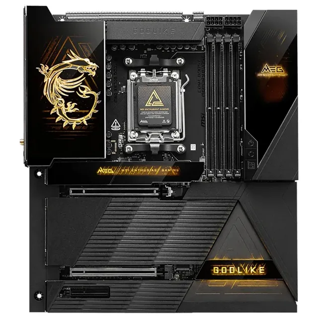 Placa-mãe MSI MEG X870E GODLIKE, vista frontal, sem perspectiva