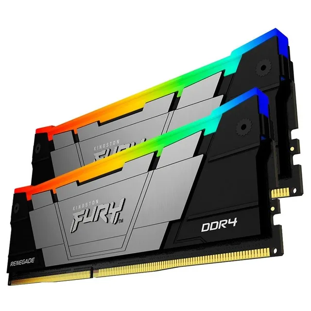 Kingston FURY Renegade RGB, vista lateral do kit com 2 módulos de 8 GB