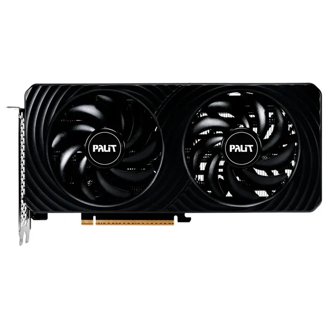 Palit GeForce RTX 5060 Ti Dual 8GB, vista frontal das ventoinhas.