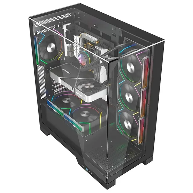 Gabinete Liketec Empire Dark, vista frontal e lateral