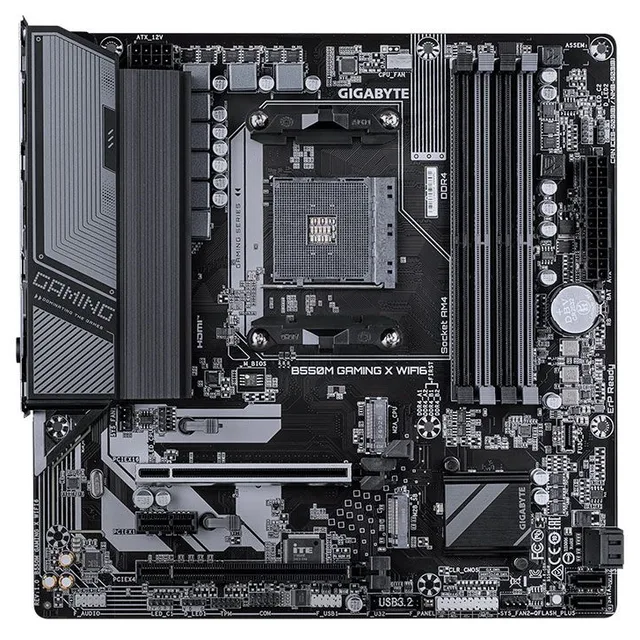 Placa-mãe Gigabyte B550M Gaming X Wifi6, vista frontal