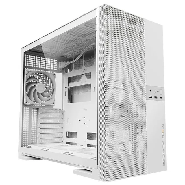 Gabinete Geometric Future Model 5 Vent na cor branco, vista frontal e lateral