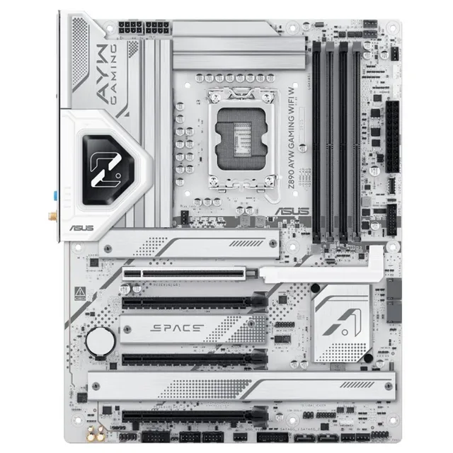 Placa-mãe ASUS Z890 AYW GAMING WIFI W, vista frontal, sem perspectiva