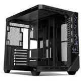 Gabinete Mancer Hemlok, preto, vista frontal e lateral