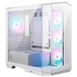 Gabinete MSI MAG Pano M100R PZ, branco, vista frontal e lateral