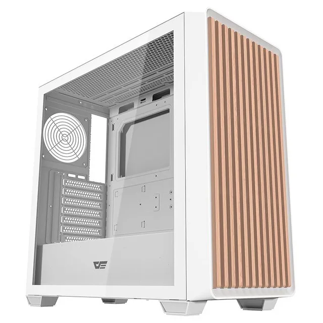 Gabinete Aigo Darkflash DS900WD na cor branco, vista frontal e lateral