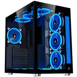 Gabinete Rise Mode Galaxy Glass Sound Black, vista frontal e lateral