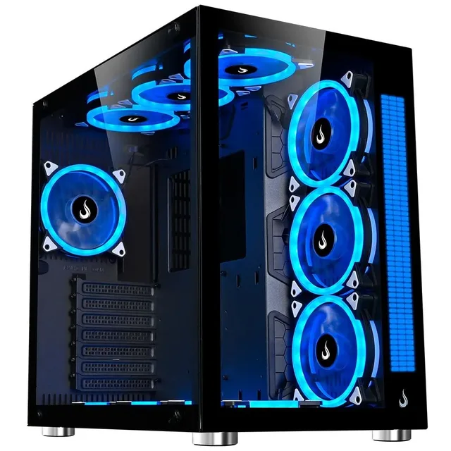 Gabinete Rise Mode Galaxy Glass Sound Black, vista frontal e lateral