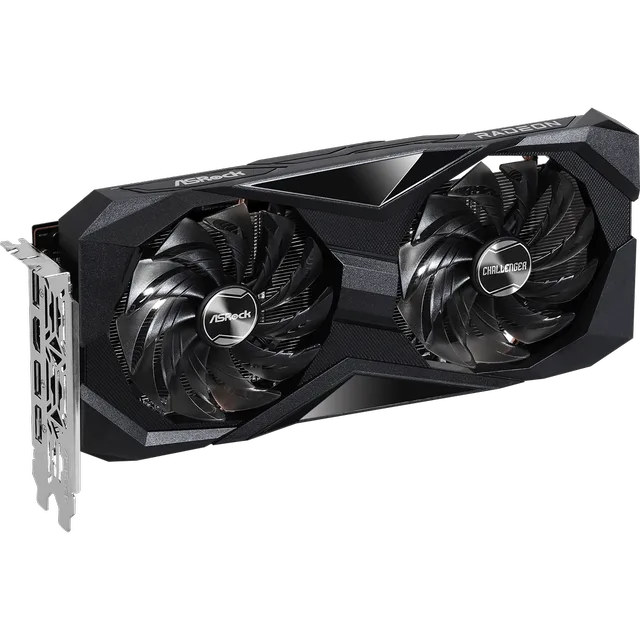 Radeon RX 7600 Challenger 8GB OC vista frontal com ventoinhas
