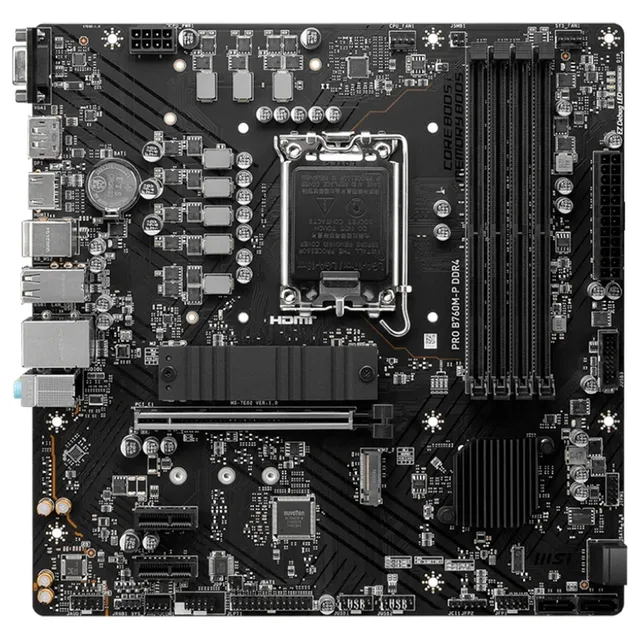 Placa-mãe MSI PRO B760M-P DDR4, vista frontal, sem perspectiva