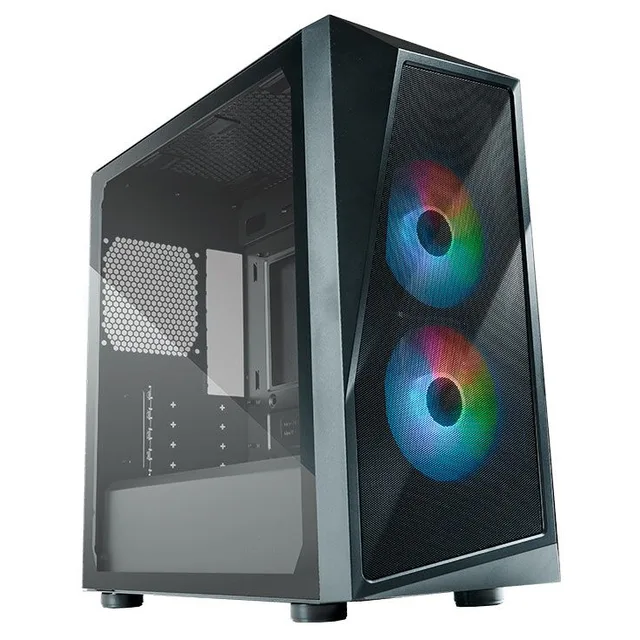 Gabinete Cooler Master CMP 320 preto, vista frontal e lateral