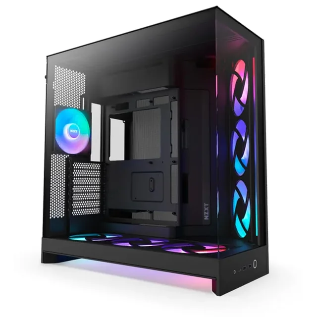 Gabinete NZXT H9 Flow RGB Plus (2025), vista frontal e lateral