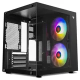 Gabinete Pichau Atom X preto, vista frontal e lateral