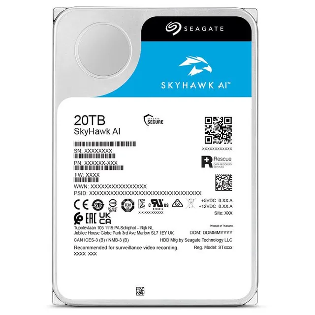 Armazenamento Seagate Skyhawk AI, SKU ST20000VE003.