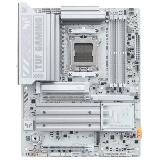 Placa-mãe ASUS TUF GAMING X870-PRO WIFI7 W NEO, vista frontal, sem perspectiva