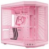 Gabinete HYTE Y70, rosa, vista frontal e lateral